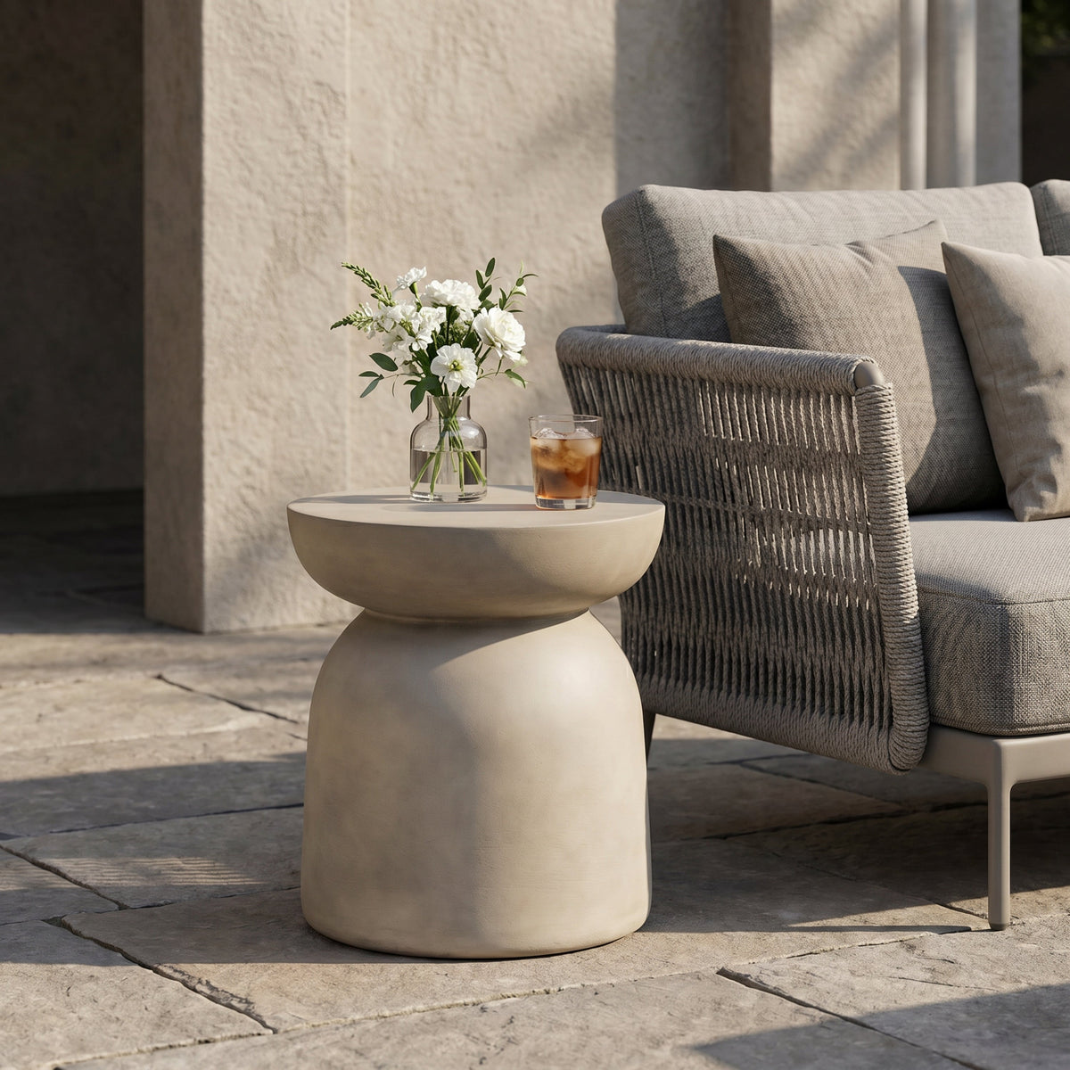 Outdoor Round Top MGO Drum Side/End Table