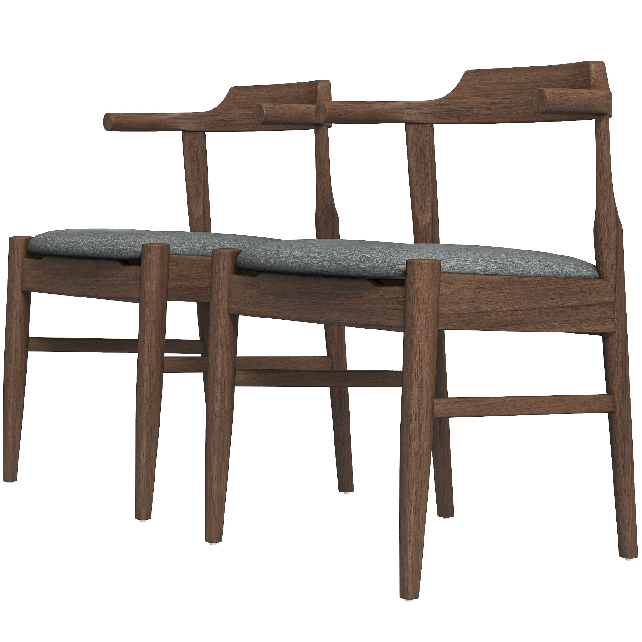 Leon Mid-Century Modern Grey Fabric Dining Chair Set of 2