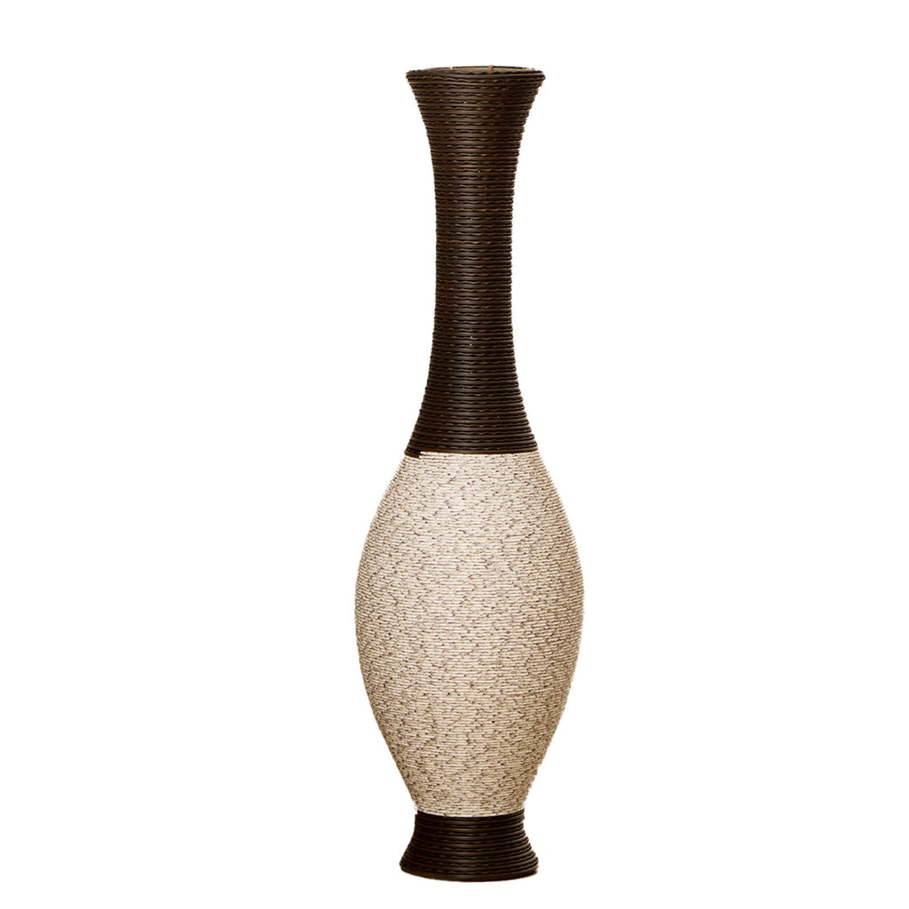 Hand-Woven PVC Rattan Look Floor Vase