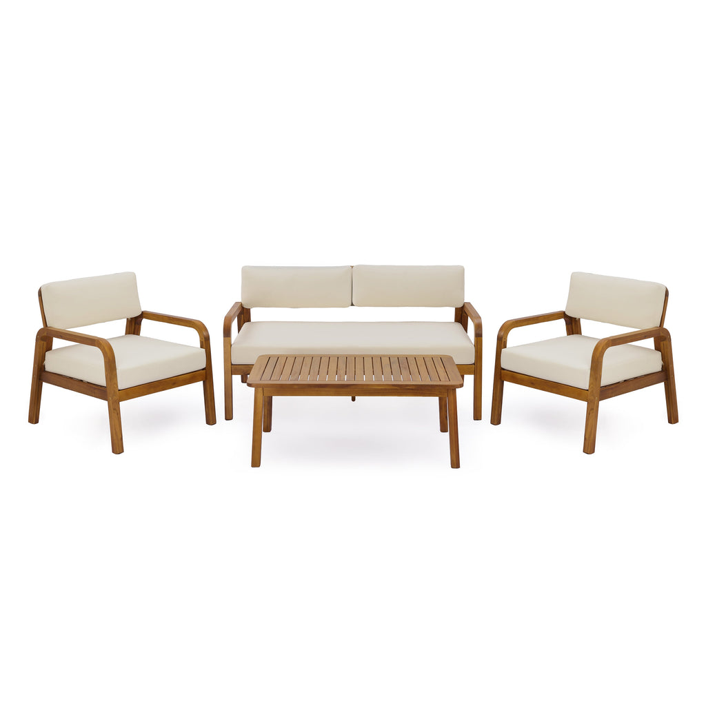 4-Piece Outdoor Sofa Set with Cushions Outdoor Loveseat & Coffee Table Set