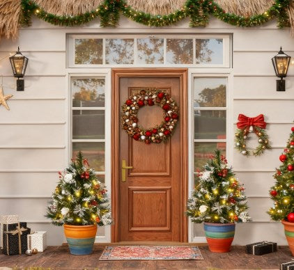 Artificial Christmas Tree - Festive Outdoor Christmas Porch Decor Set