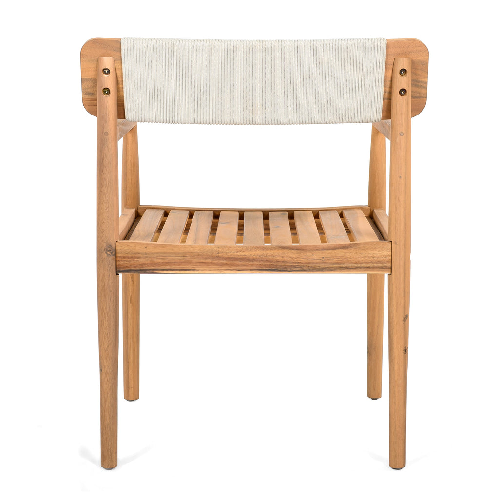 Creative Braided Acacia Wood Outdoor Dining Table and Chairs