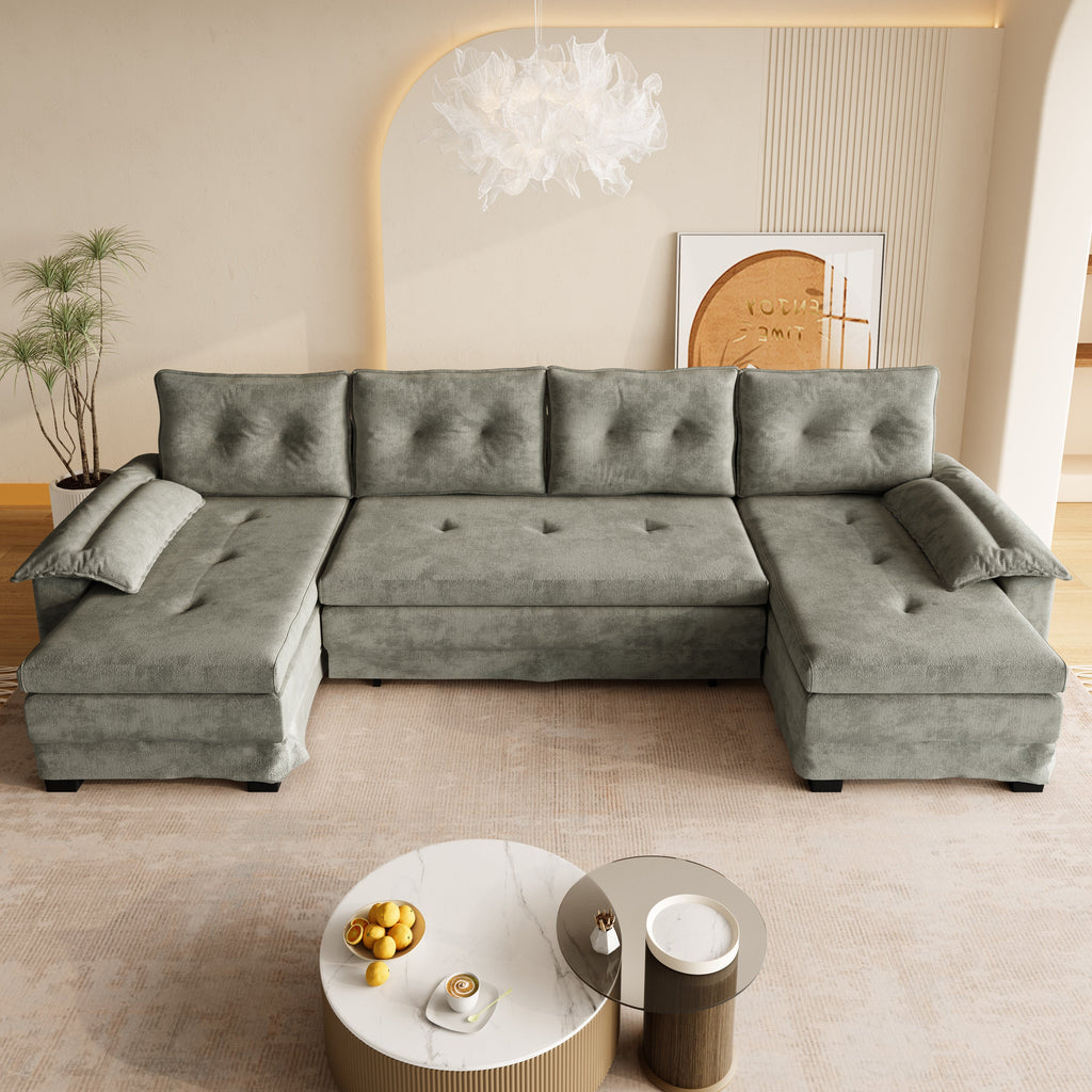 109.5" U-Shaped Sleeper Sofa with Pull Out Bed