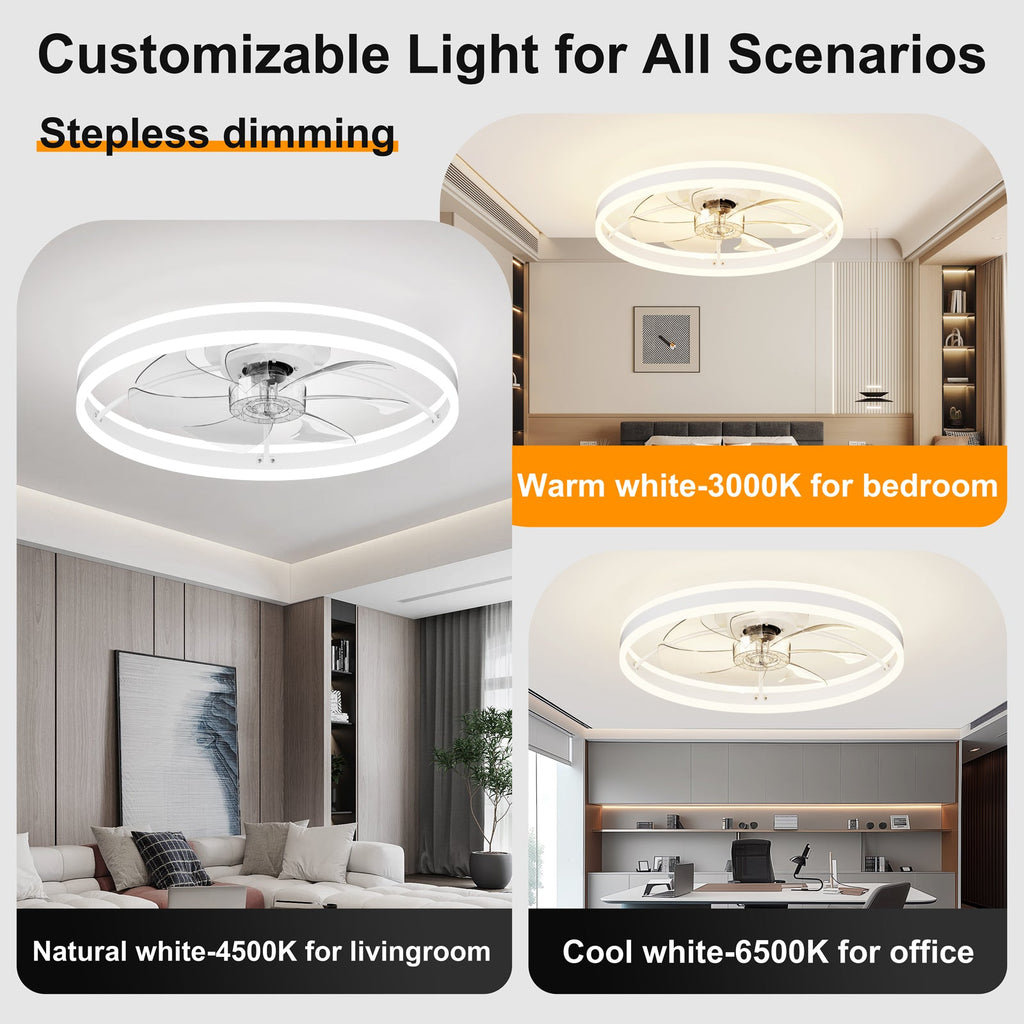 23.6 Inch Ceiling Fan with Light, Quiet DC Motor