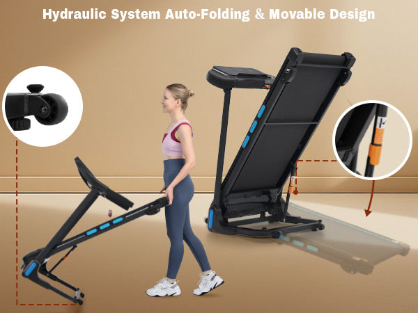 3.5HP Hydraulic Foldable Treadmill with Incline