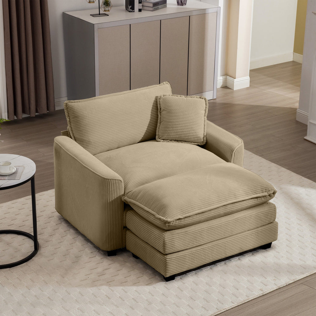 Comfortable Single Chair Deep Seat Sofa With Footstool