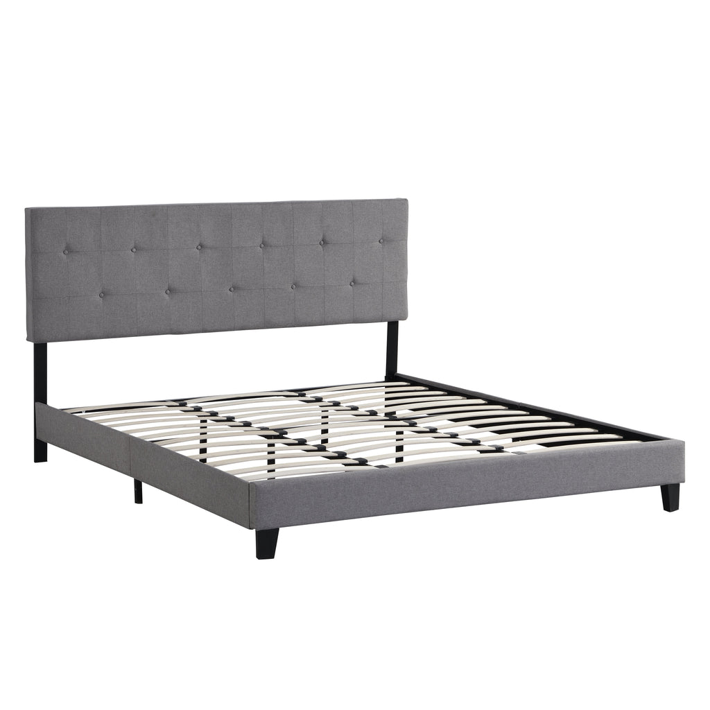 King Size Upholstered Platform Bed Frame with Button Tufted