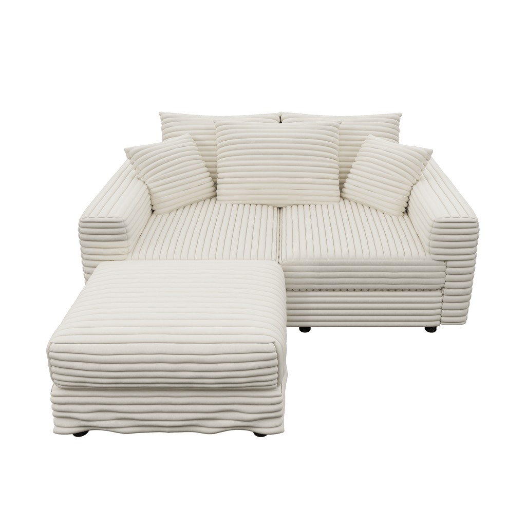 82.7" Plush Corduroy 3-Seat Sofa