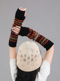 Boho Short Knit Fingerless Thermal Gloves Arm Warmer For Girls Women