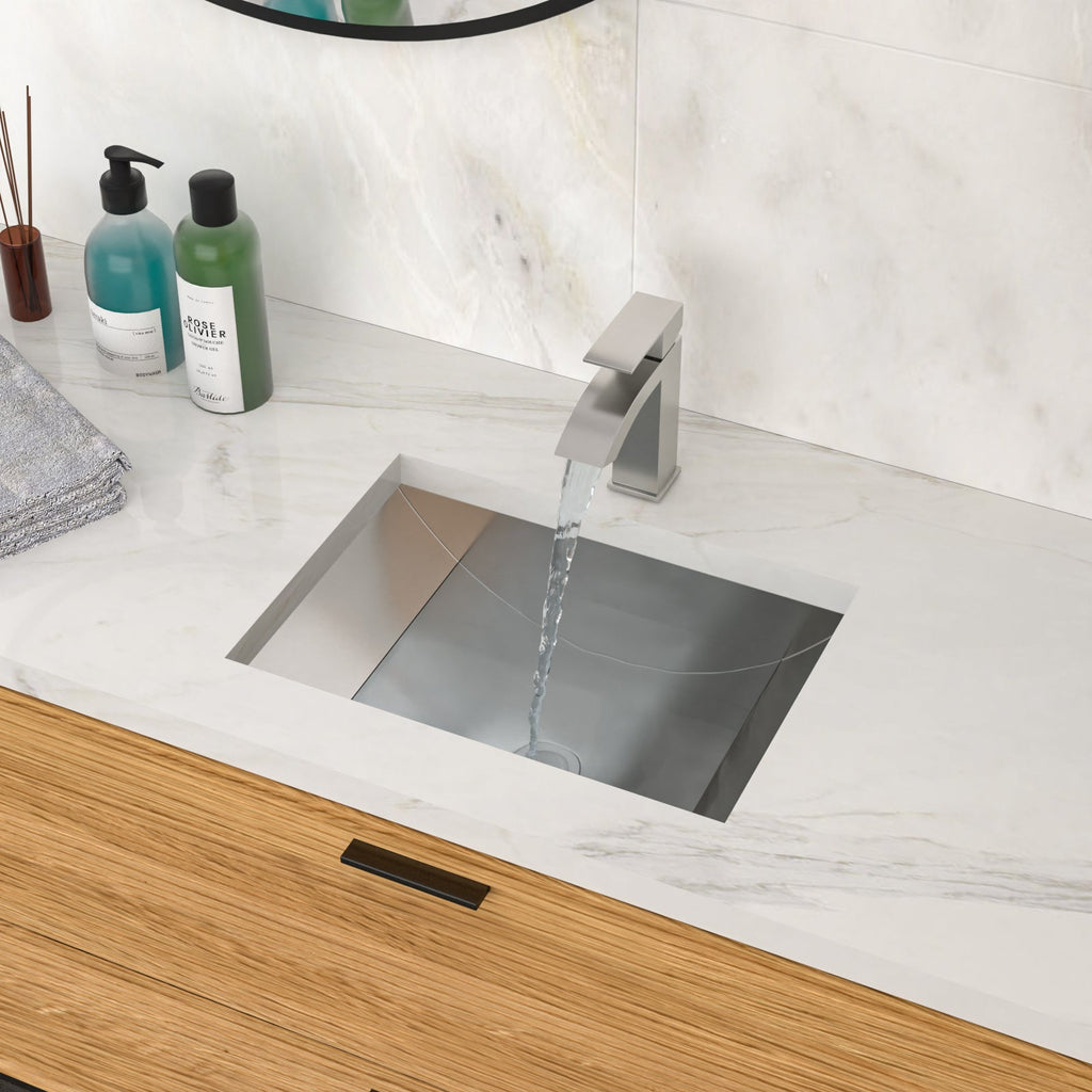 18"x13" Brushed Nickel Stainless Steel Undermount Bathroom Sink