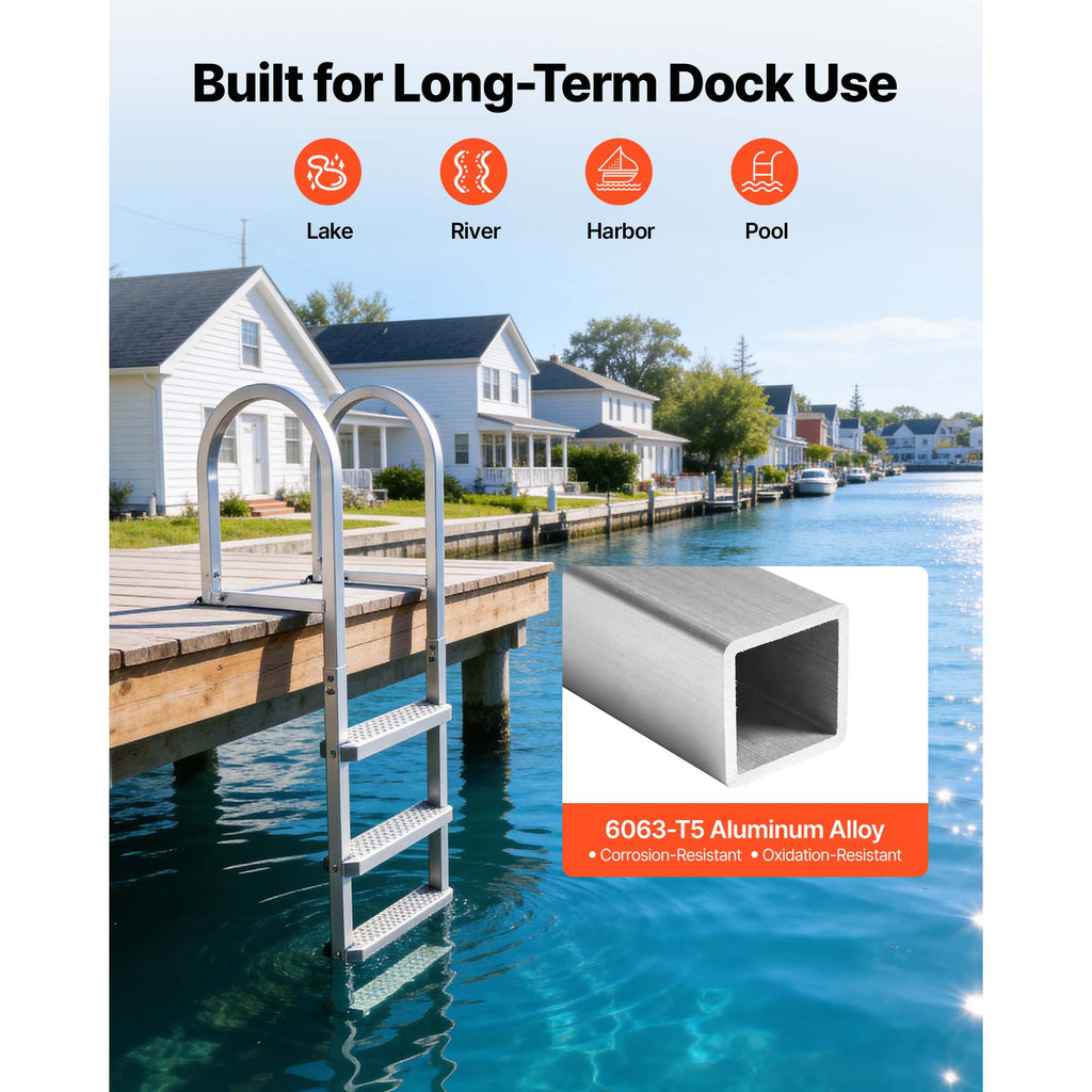 Removable Dock Ladder - 4 Steps for Boats and Pools