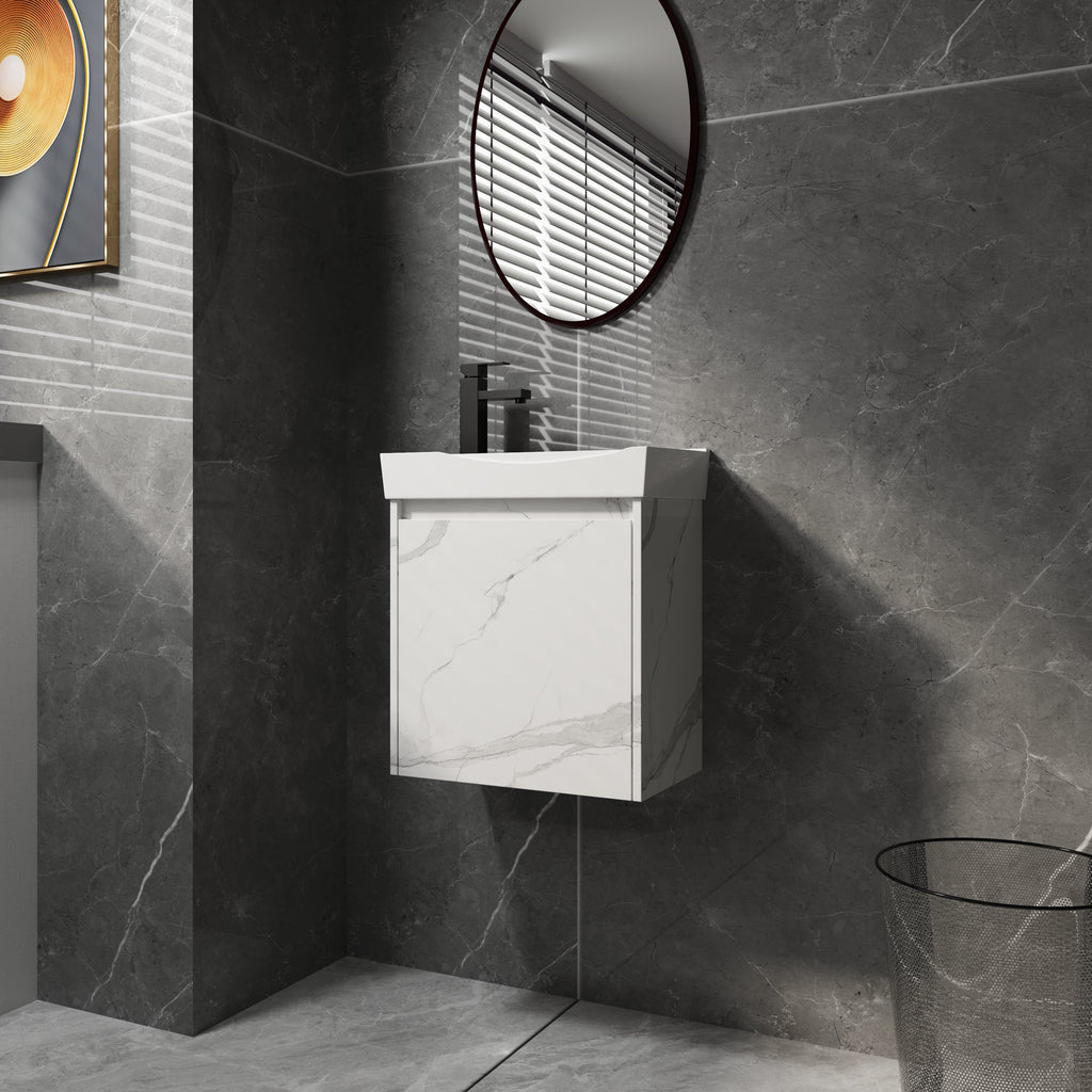 20" Wall-Mounted Bathroom Vanity with Ceramic Sink