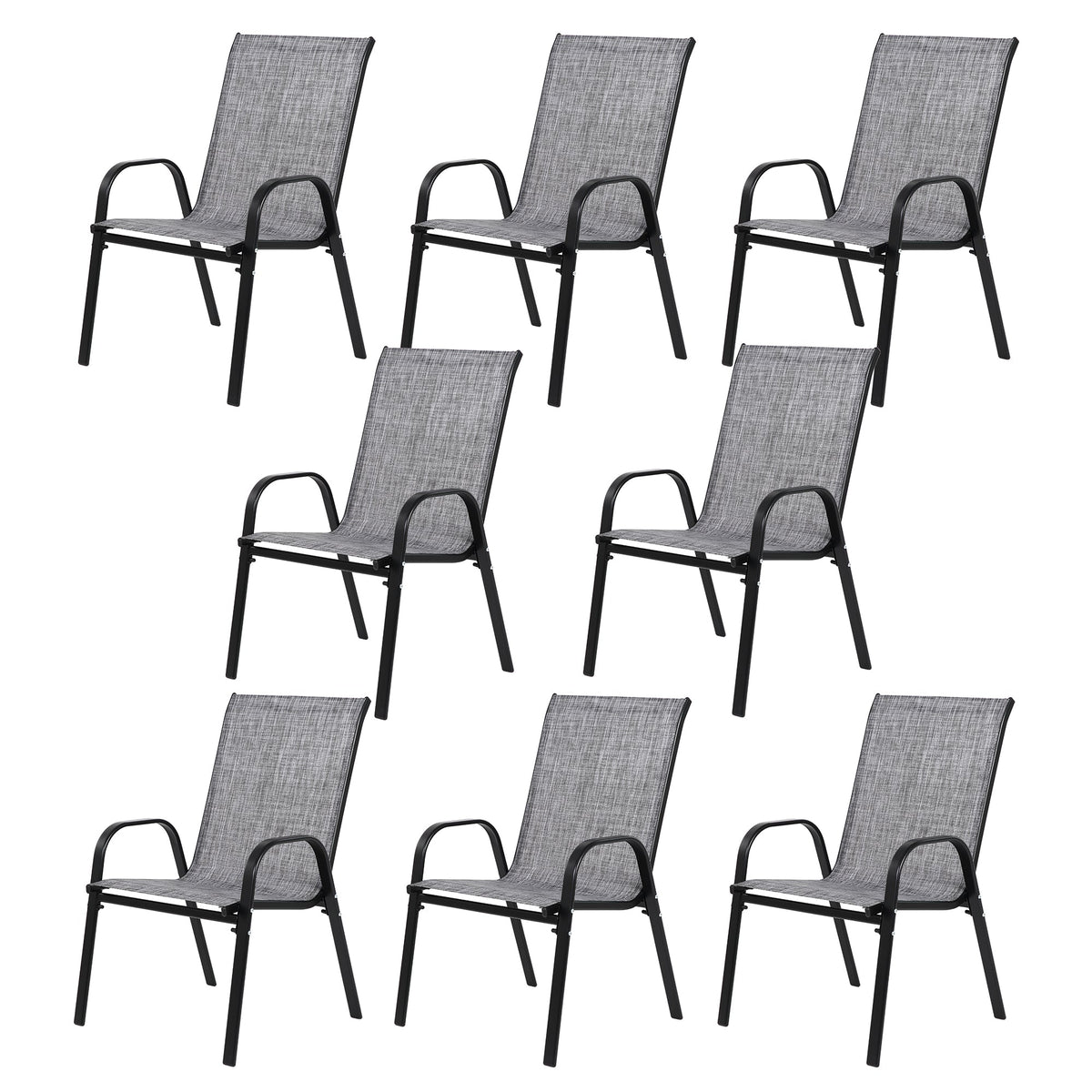 8 Piece Patio Chairs - Outdoor Camping Chairs with Breathable Fabric