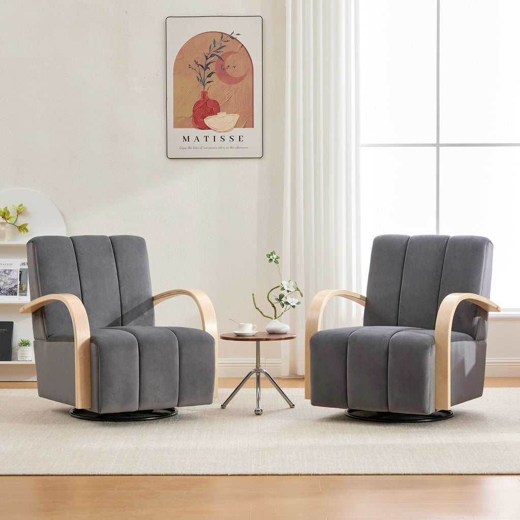 30.7"W Upholstered 360° Swivel Accent Chair