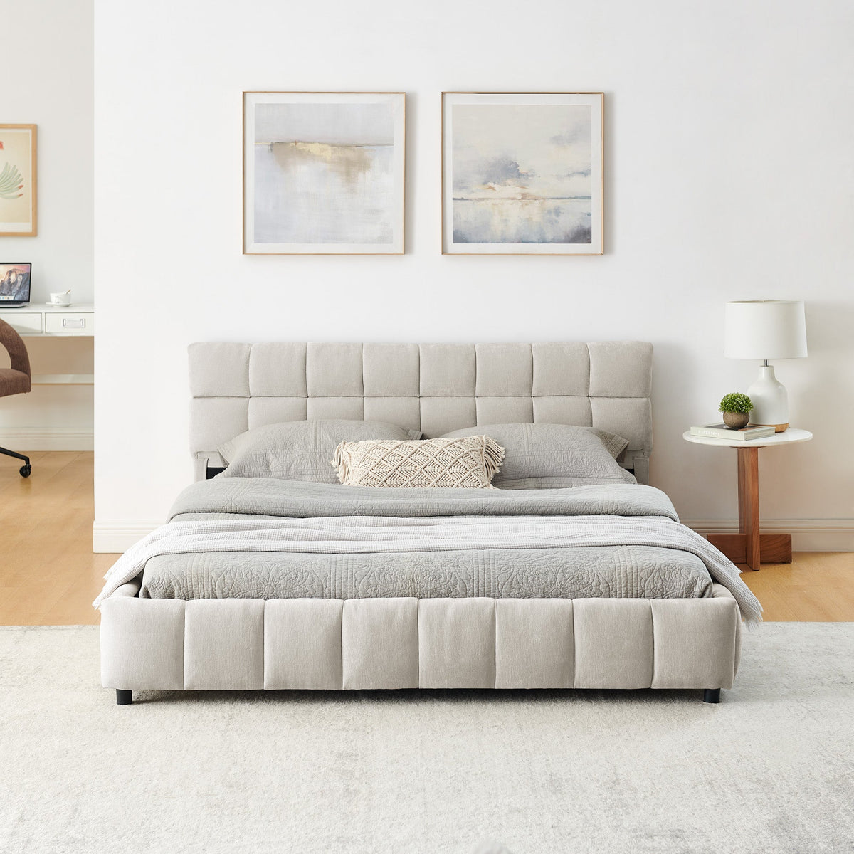 Queen Size Upholstered Bed with Storage