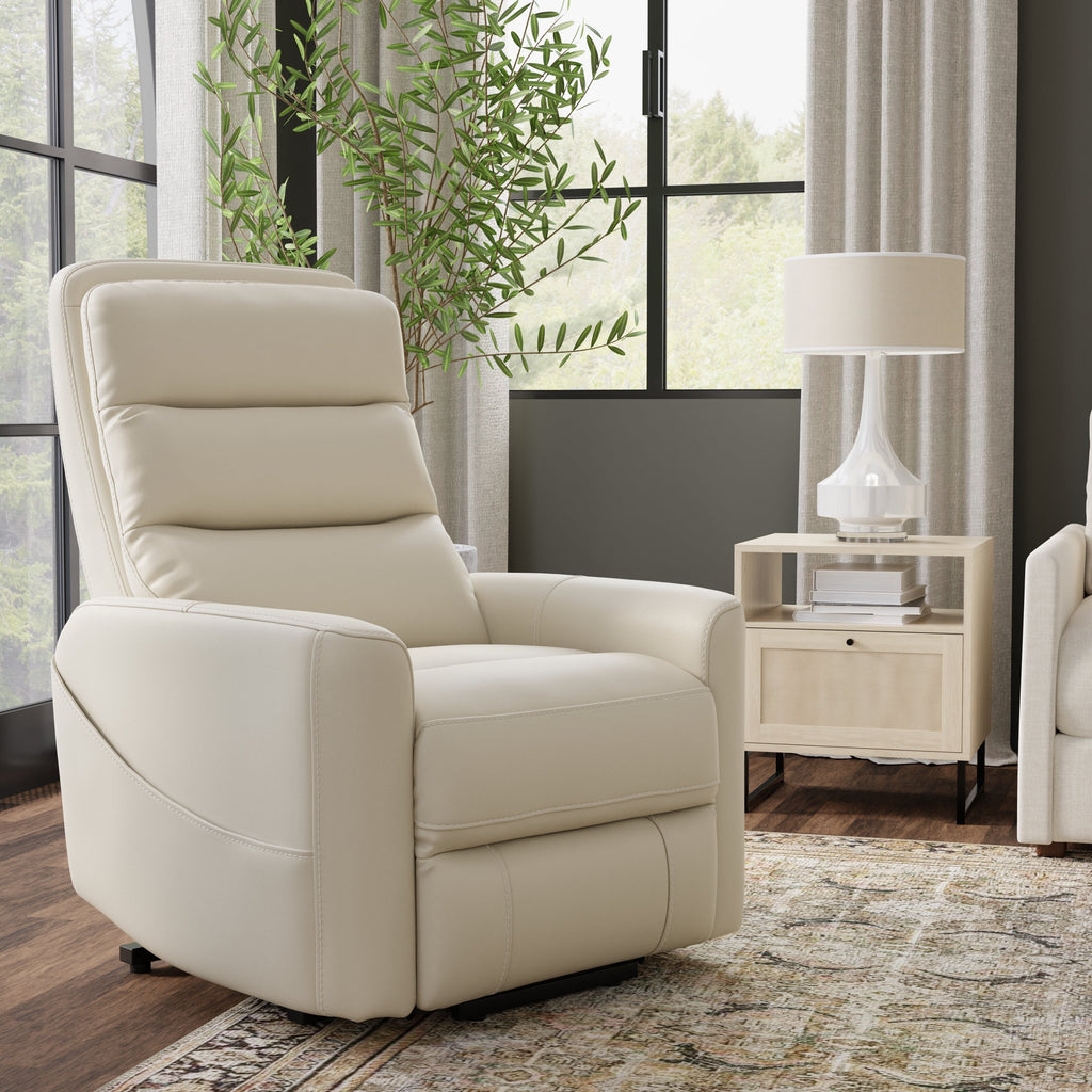 Faux Leather Power Lift Chair in Bentley Oyster