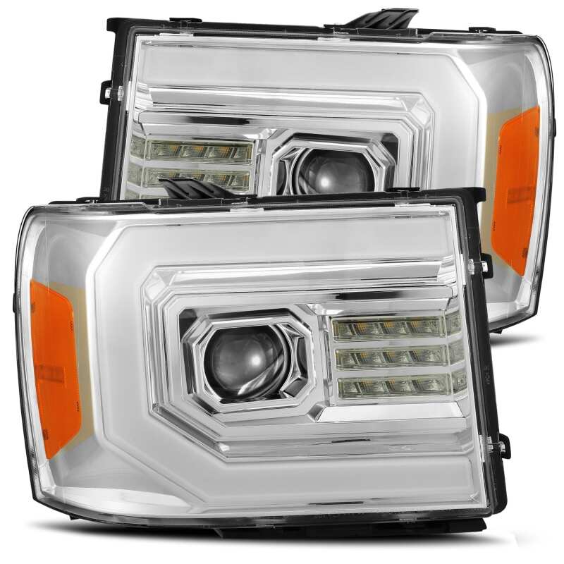 AlphaRex 07-13 GMC 1500HD PRO-Series Proj Headlights Plank Style Gloss Blk w/Activ Light/Seq Signal 880605 *Discontinued