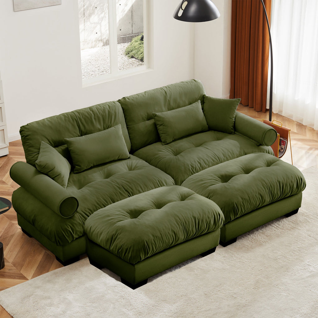 Over Size Modern Two-Seater Sofa with Ottoman