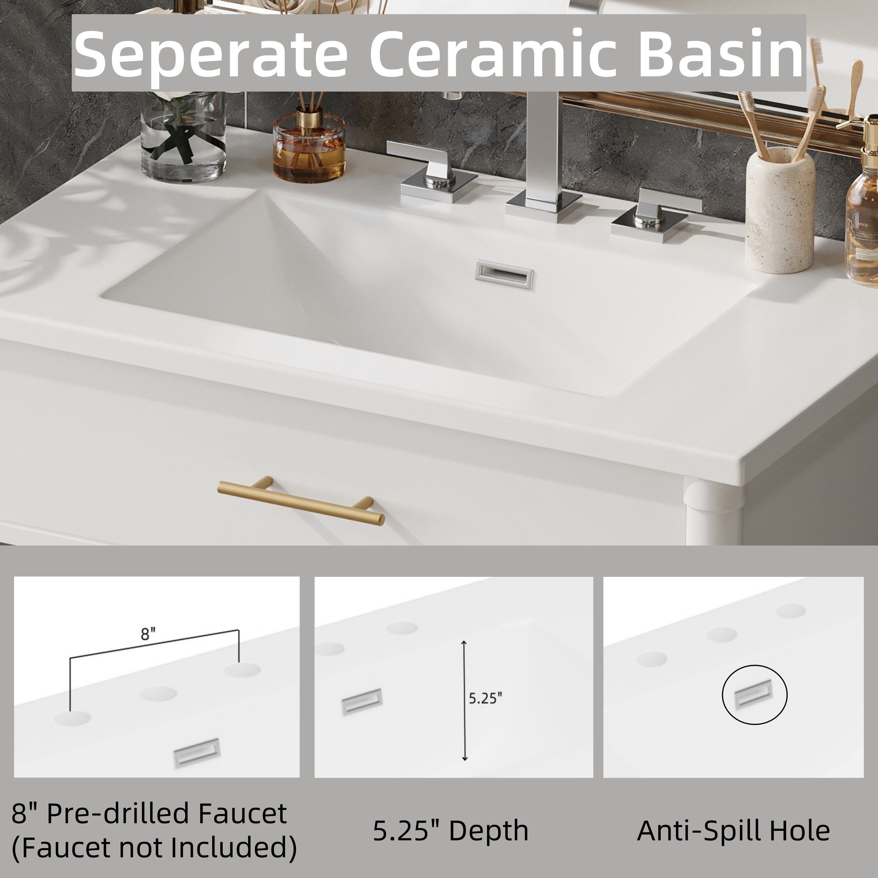 30 Inches Bathroom Vanity with Sink