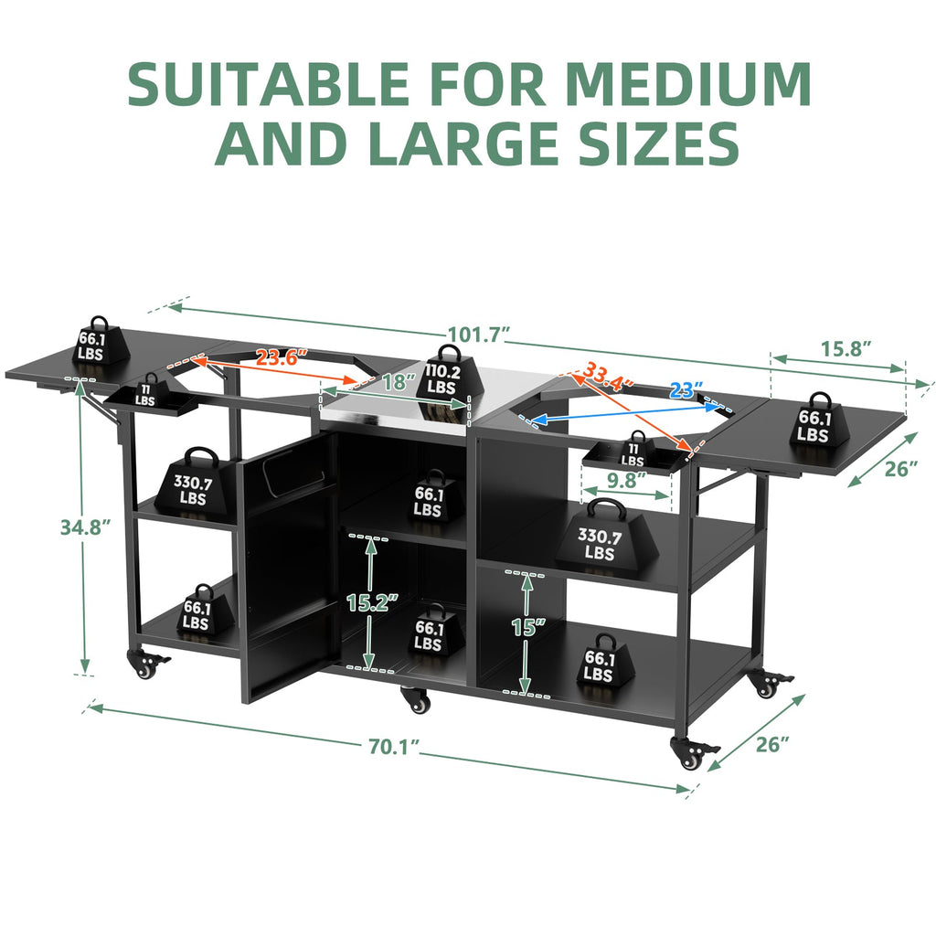 Outdoor Grill Cart for Two Big