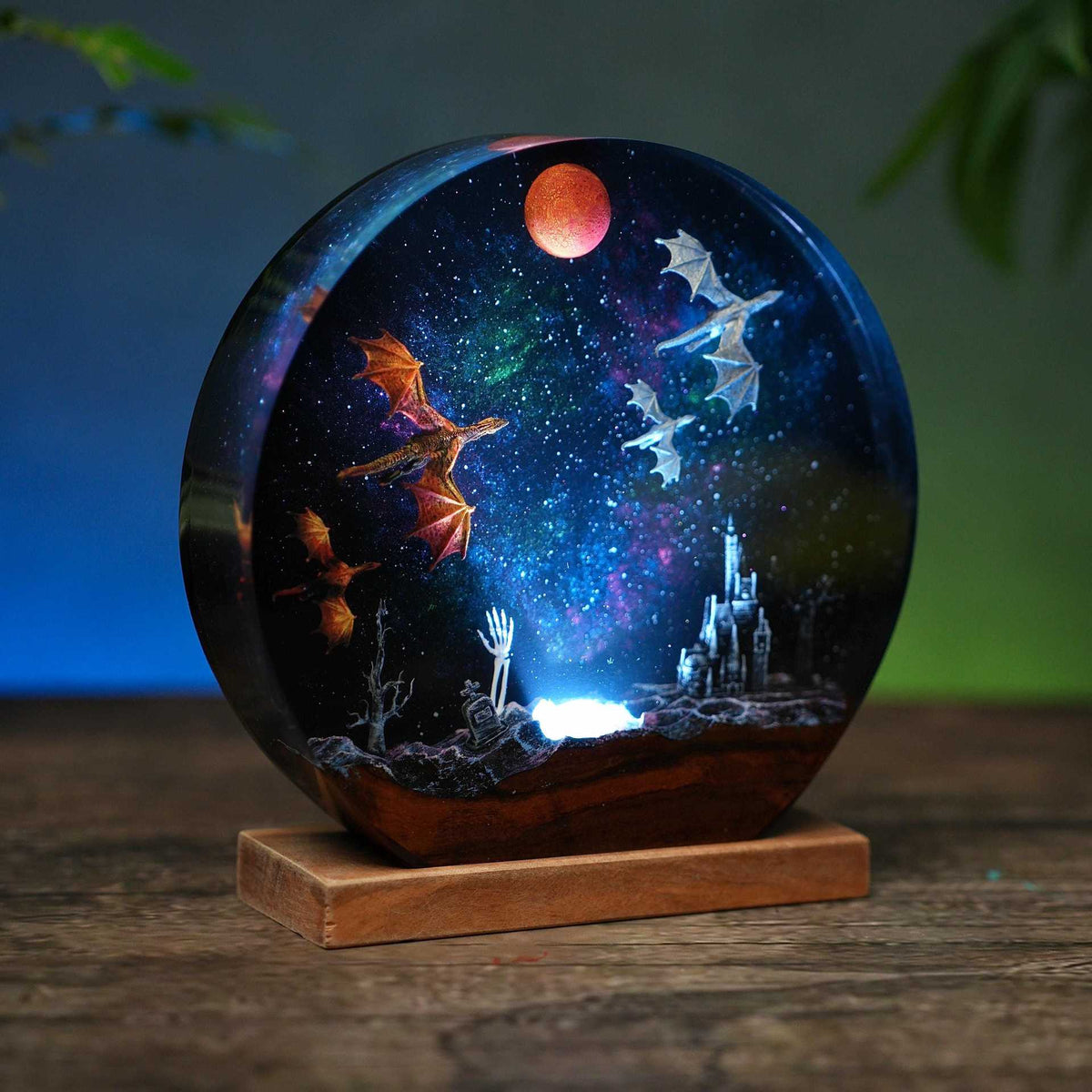 Resin Lamp Ice Dragon And Fire Dragon Personalized Epoxy