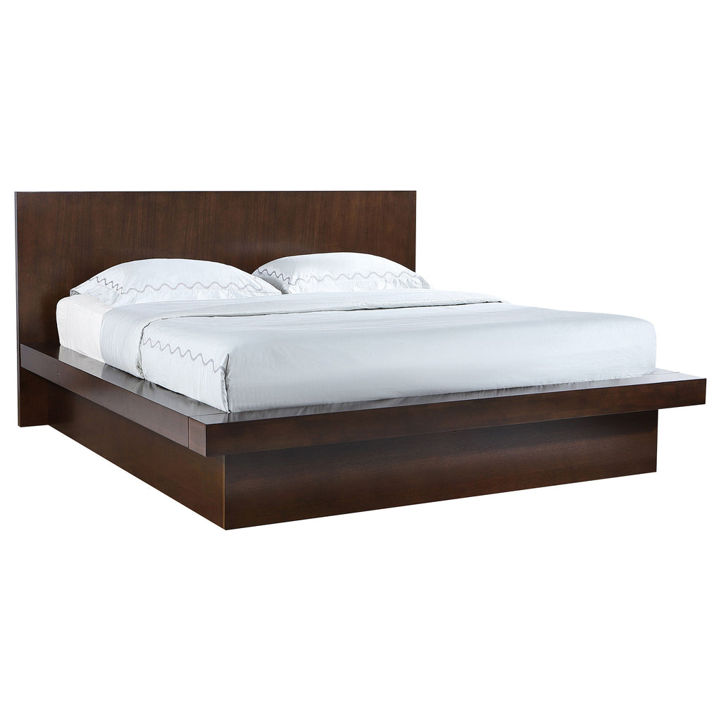 Tokyo Cappuccino Wood Eastern King LED Panel Bed