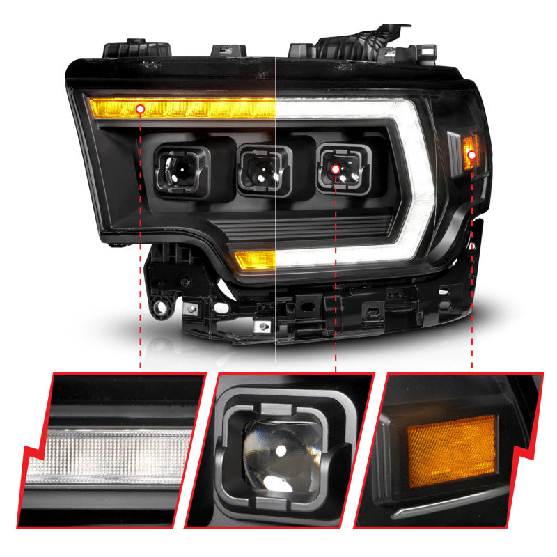 ANZO 19-24 RAM 2500/3500 Z-Series Full LED Proj Headlights DRL/Init/SeqSig - Pass. Side ONLY 111601X-R