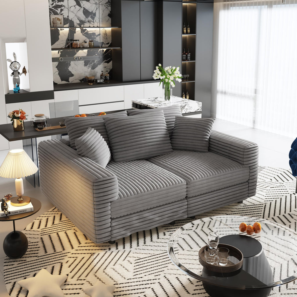 82.7" Plush Corduroy 3-Seat Sofa