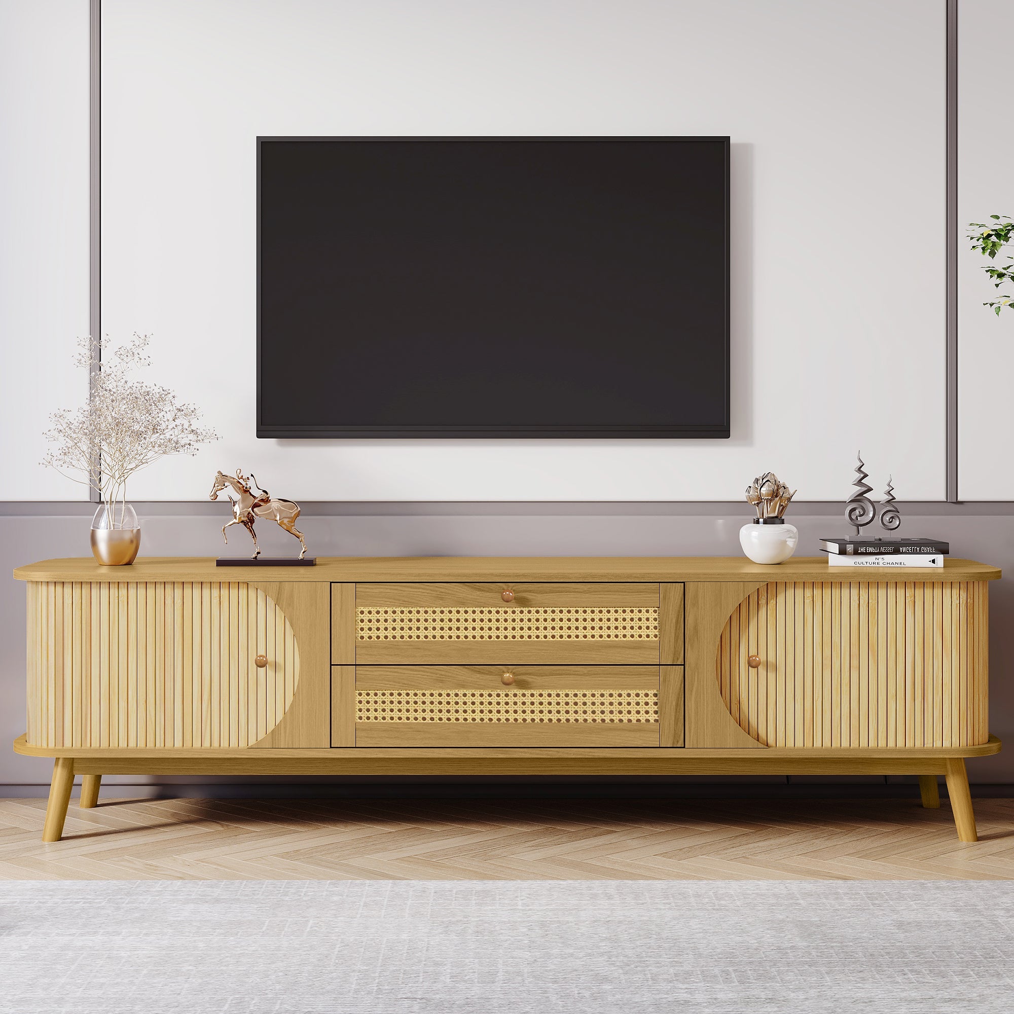 Rattan TV Stand for TVs Up to 75''