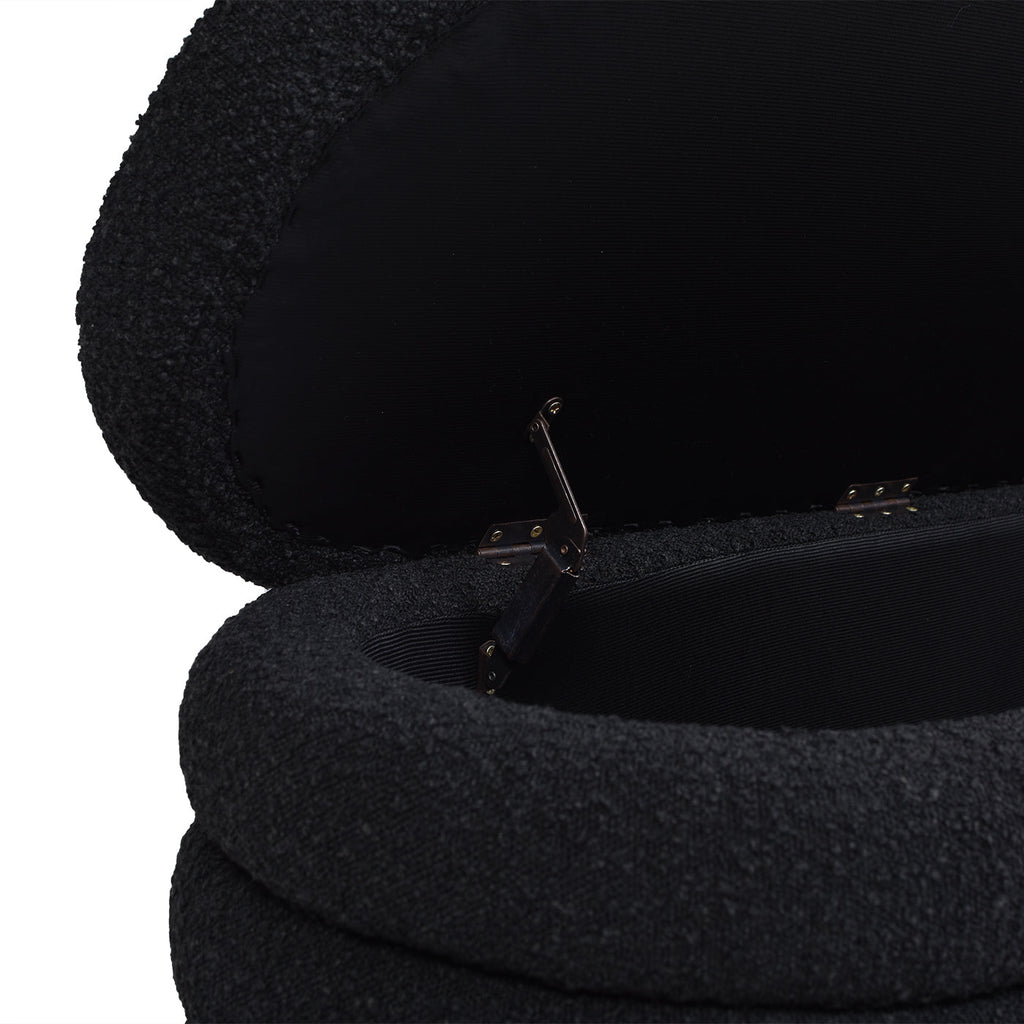 Fuji 49" Upholstered Oval Storage Bench, Ebony
