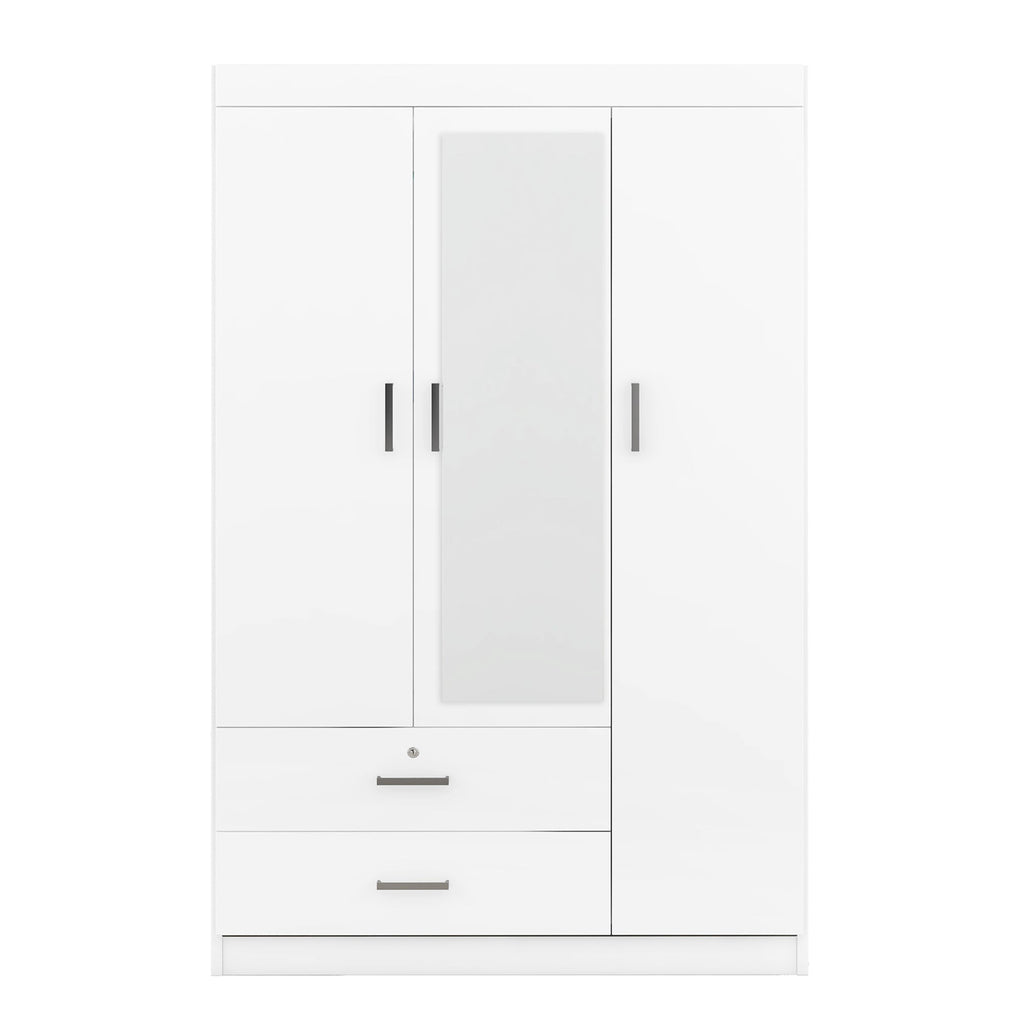 3-Door Mirror Wardrobe with Shelves