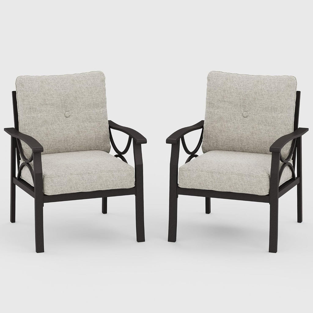 5-Piece Metal Patio Furniture Set, 5-Seat All-Weather Conversation Sofa