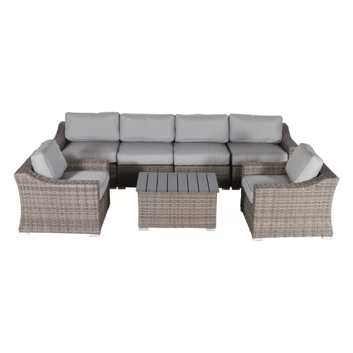 Fully Assembled 6-Person All-Weather Wicker Sectional Seating Group