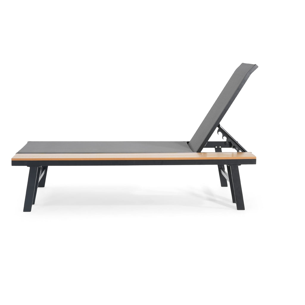 Waterloo Chaise Lounge With Attached Wood Side Table, Set Of 2