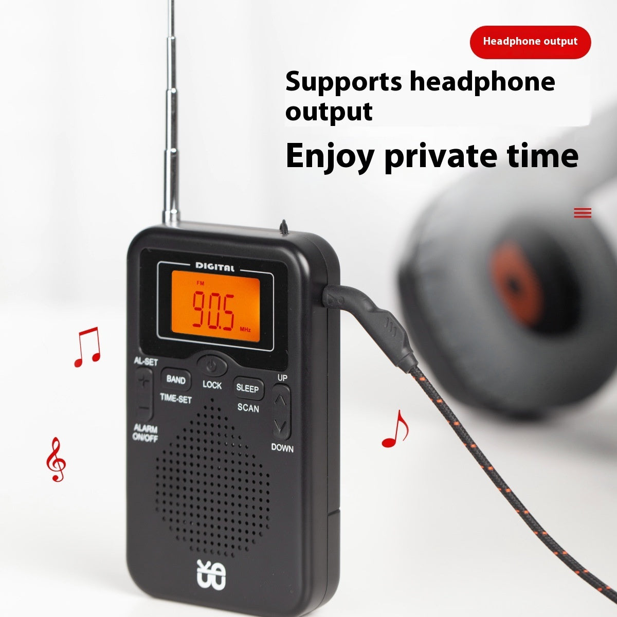 Portable Pocket FMAM Clock Control Stereo Radio