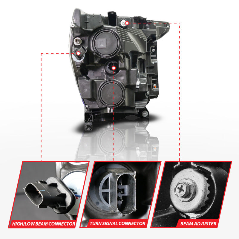 ANZO 21-23 Ford F150 LED Projector Headlight w/Switchback+Sequential - Black (Passenger Side Only) 111594-R