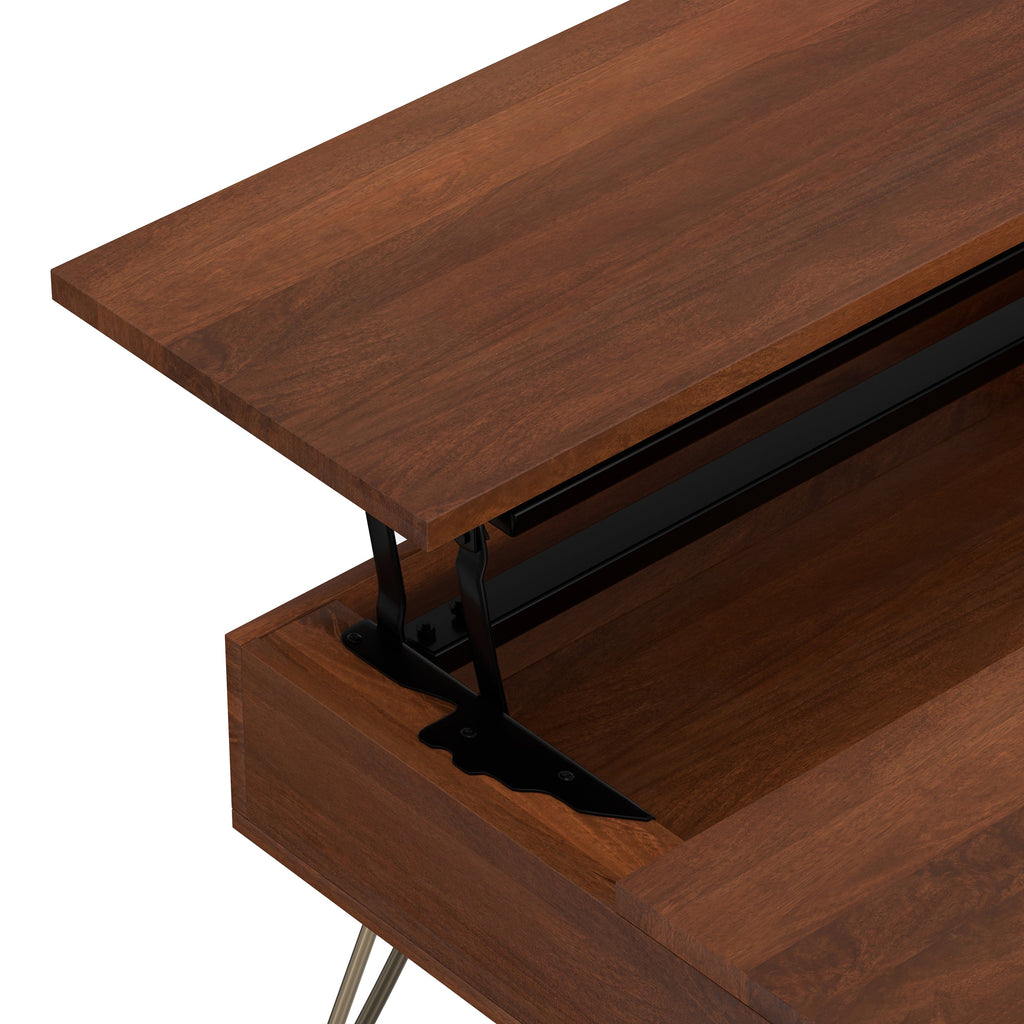 Hunter 36 Inch Wide Solid Mango Wood Small Lift Top Coffee Table in Umber