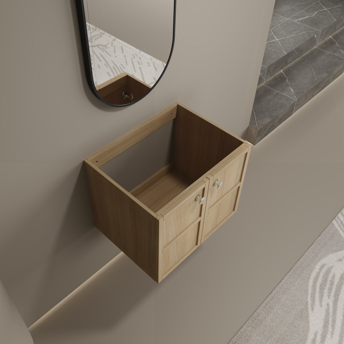 24" Wall-Mounted Bathroom Vanity, 2-Soft Closing Door
