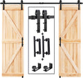 8 Ft Double Sliding Barn Door Track and Handle Hardware Kit