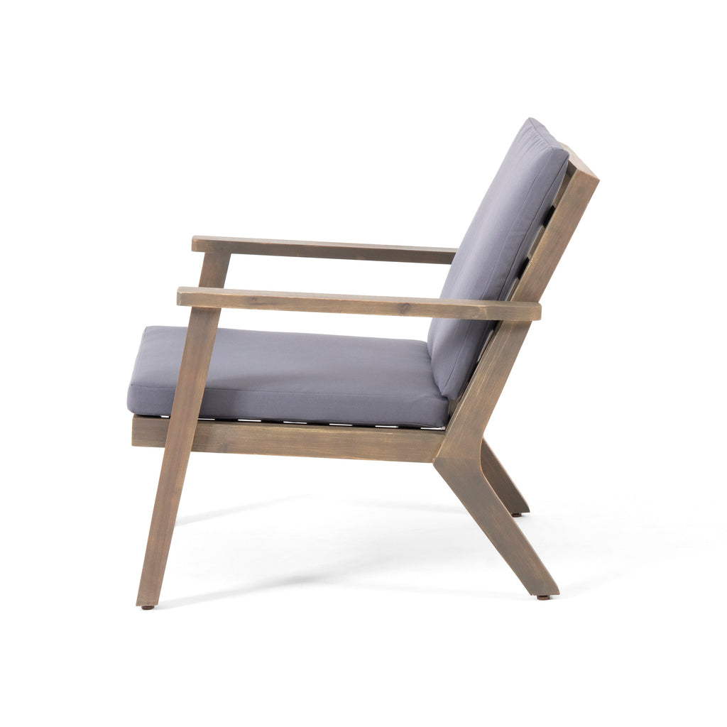 Outdoor Acacia Wood Club Chairs with Cushions (Set of 2)