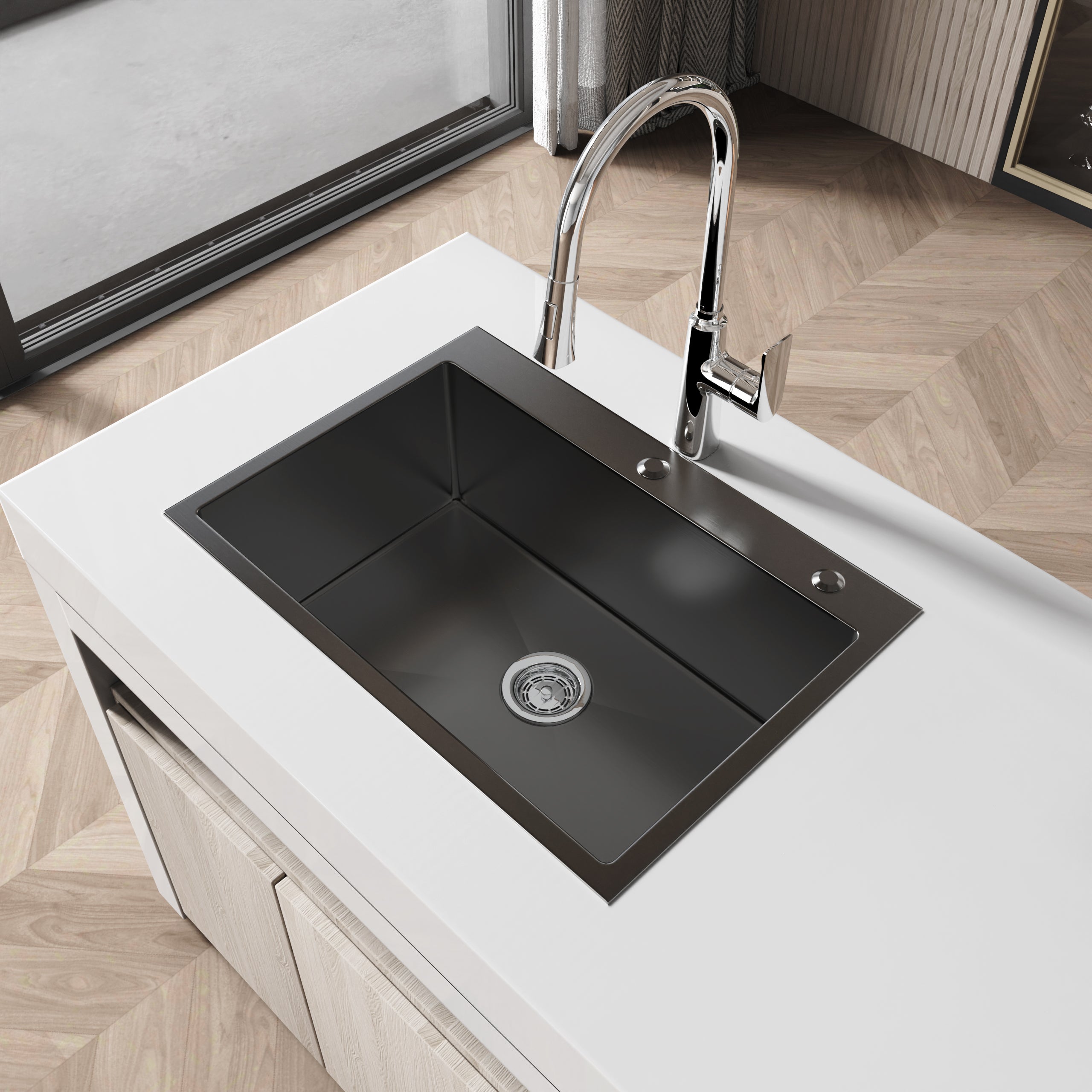 Stainless Steel Kitchen Sink - 27"x19" Single Bowl