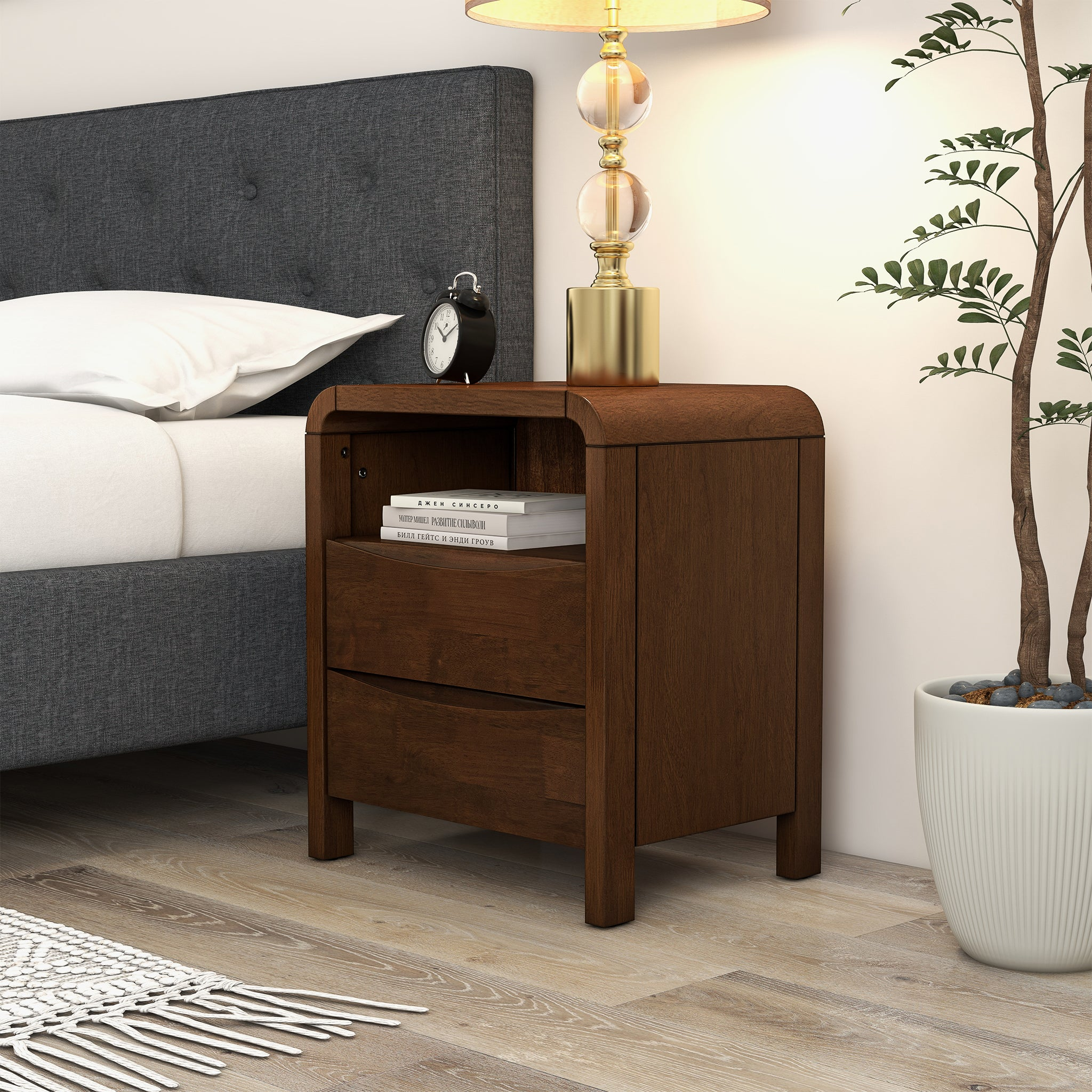 Lionel Mid Century Modern Solid Wood Nightstand