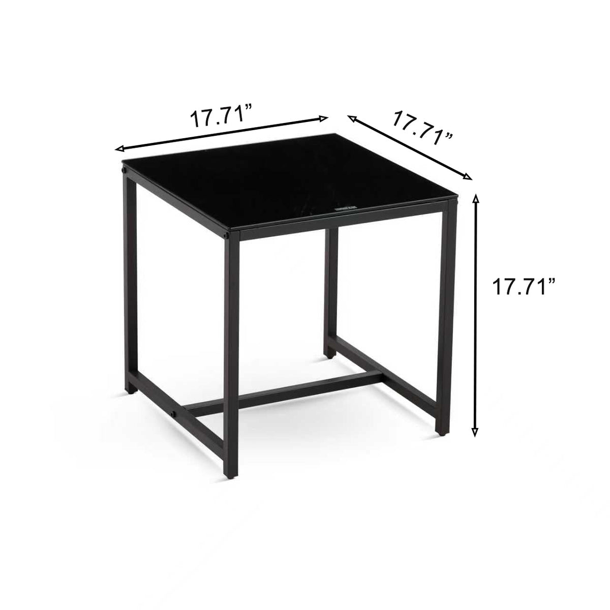 Black Glass Night Stand with Metal Legs