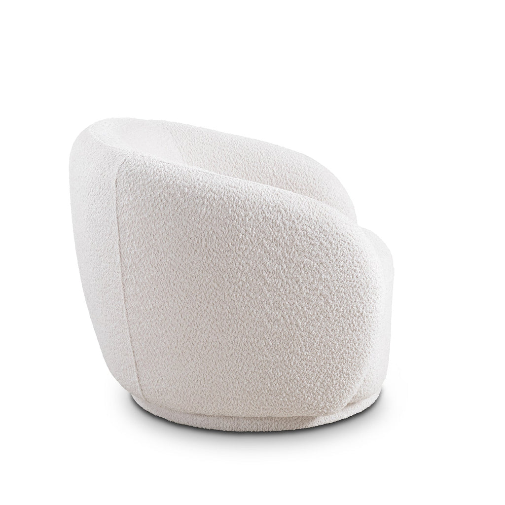 Swivel Accent Chair in Boucle Fabric Upholstered Barrel Chair