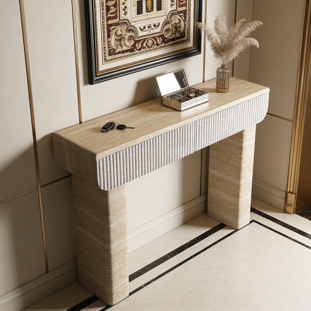 Entryway Table With Two Hidden Handle Drawers