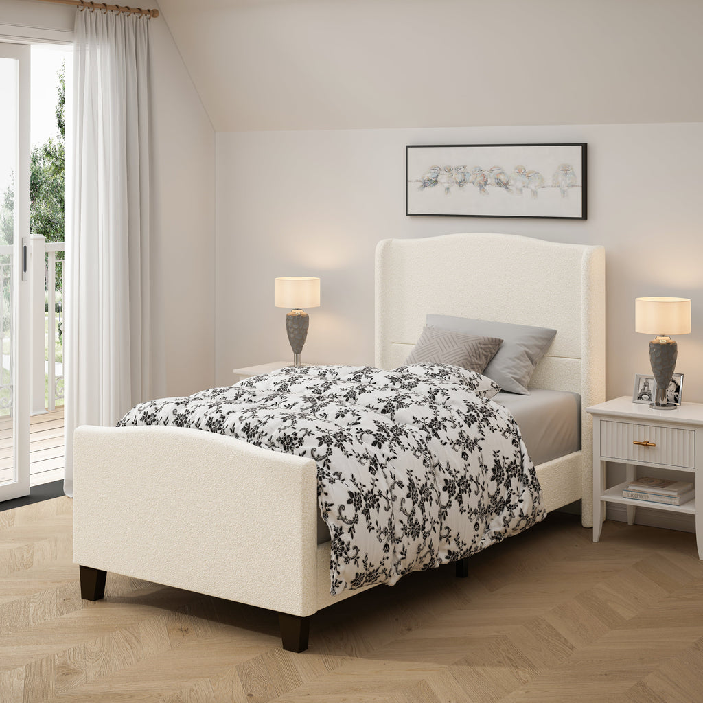 Twin Size Bed Frame with Upholstered Headboard