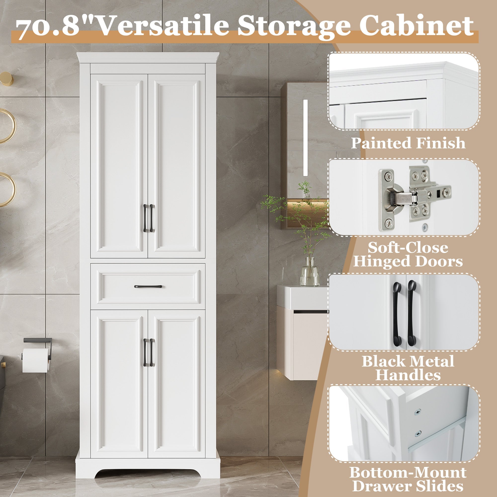 70.8" Freestanding Bathroom Vanity with Modern Elegant Design