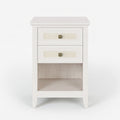 17.7" White Rattan Nightstand