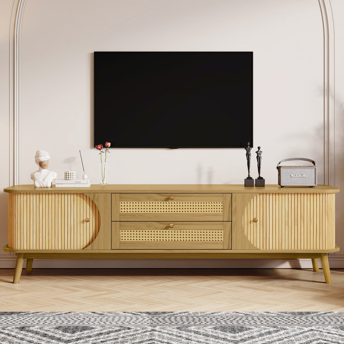 Rattan TV Stand for TVs Up to 75''