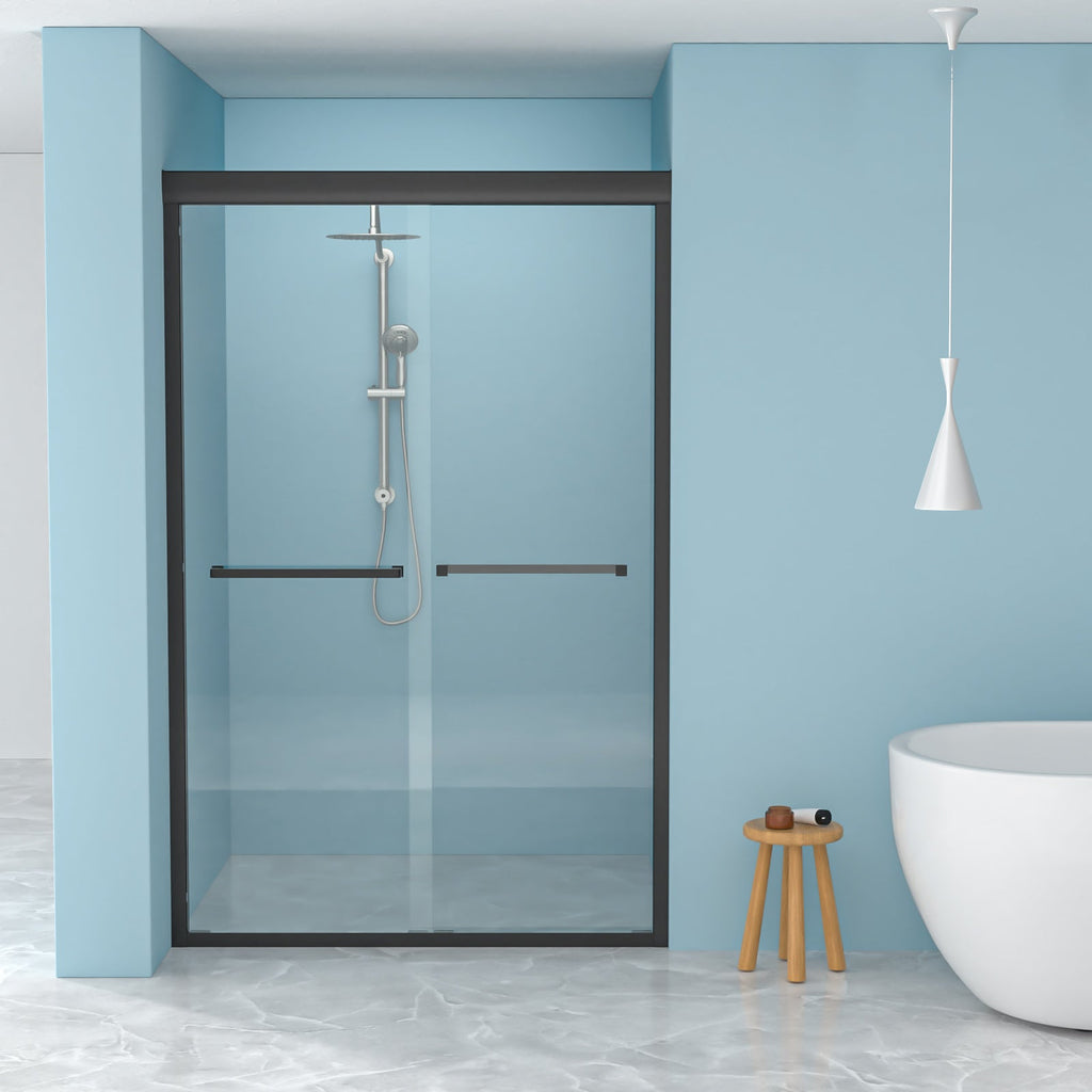 Double Sliding Shower Door 48" W x 76"H - Matte Finish